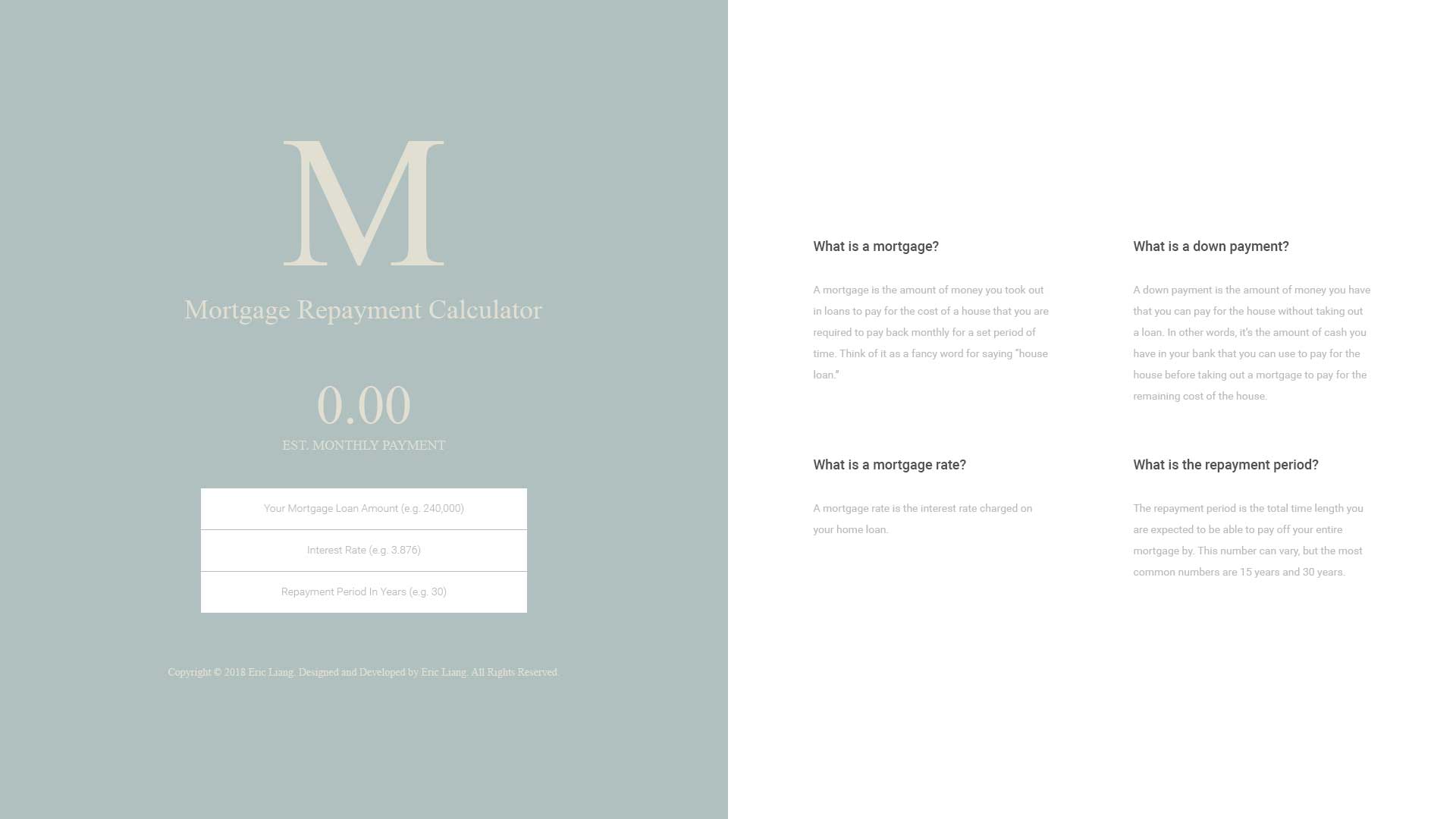 Mortgage Calculator Web Design A